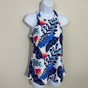 Tropical Breeze sz lg tankini top in a floral fabric longer style